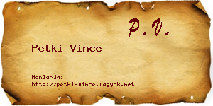 Petki Vince névjegykártya